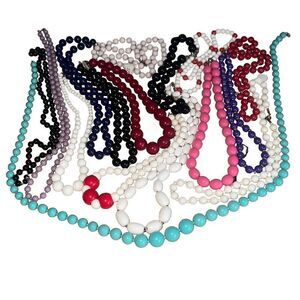 Vintage 1950s Beaded Designer Costume Jewelry Multi-Colored & Sizes Necklaces